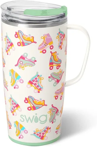 Vista 29 de Swig Life Taza de Viaje de 18 oz, Vaso Aislante con Asa y Tapa, Taza de Café de Viaje, Compatible con Portavasos, Acero Inoxidable, Vaso de 18 oz