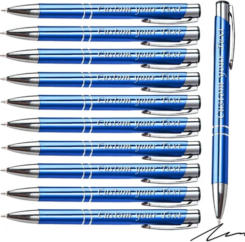 Vista 10 de AOK 50PACK Bolígrafos personalizados Tinta negra personalizada - Bolígrafos de nombre metálicos - Grabados por láser con su texto o mensaje (negro)