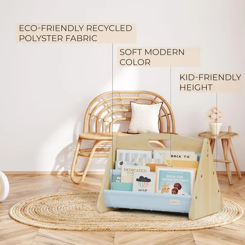 Vista 7 de ZICOTO Estantería decorativa de madera con asa para habitaciones de niños, mantiene los libros ordenados y al alcance de los niños pequeños