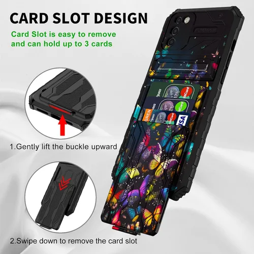 Vista 4 de Funda para teléfono Samsung Galaxy A03S Galaxy A03S Funda tipo cartera con tarjetero y soporte de doble capa de PC duro TPU suave cubierta