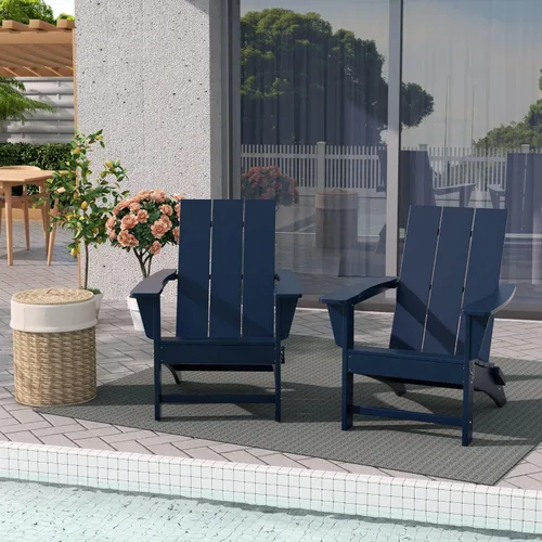 Vista 18 de WestinTrends Ashore Modern - Silla plegable Adirondack para exteriores (juego de 2), color negro