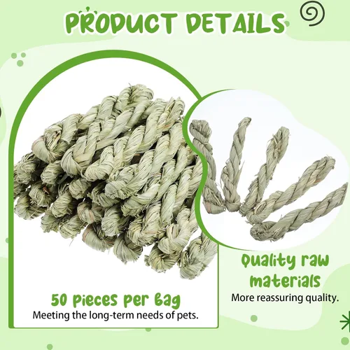 Vista 3 de 50 piezas de conejo Timothy Heno juguete conejo masticar juguetes para conejitos pequeños golosinas de hierba natural palo masticar juguetes
