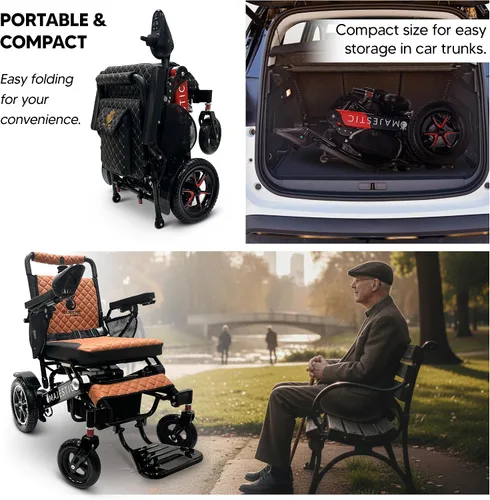 Vista 2 de Majestic - Sillas de ruedas eléctricas para adultos, capacidad de 350 libras, alcance de hasta 13 millas, silla de ruedas ligera para personas