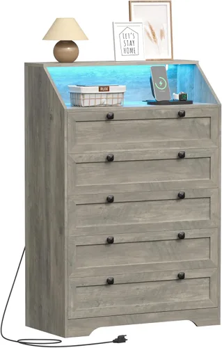 Vista 10 de Wodeer - Cómoda moderna, 6 cajones, negro, asas de metal, almacenamiento de clóset, organizador