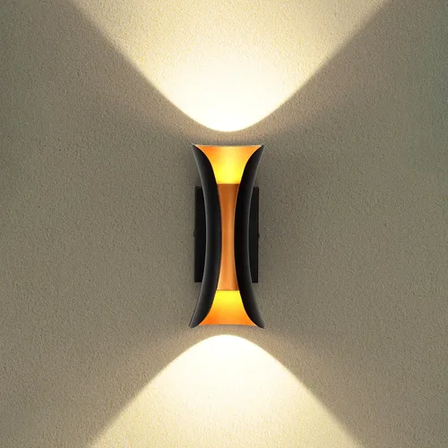 Vista 10 de ziidoo Aplique de pared moderno para interiores y exteriores, 7.9 pulgadas IP65 negro y dorado LED luminaria para patio, porche, puerta delantera