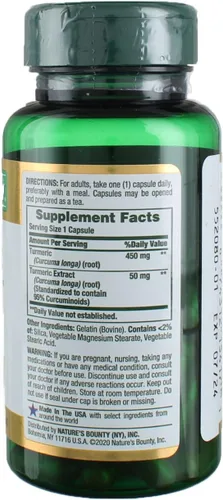 Vista 2 de Nature's Bounty Cúrcuma 450 mg Cápsulas - 60 ct, paquete de 3