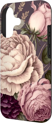 Vista 2 de Elegant Blush Pink & Purple Vintage Floral Rose & Peony Case for iPhone 17