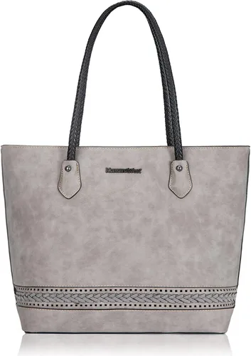 Vista 11 de Montana West Bolsas Tote Tejidas para Mujeres, Carteras y Bolsos de Mano con Bolsillo Trasero con Cremallera *Tejido negro