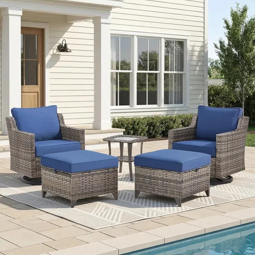Vista 41 de Belord Sofá de patio exterior acolchado de 3 asientos de lujo de 6 pulgadas Cojín de mimbre marrón/beige de 6 pulgadas
