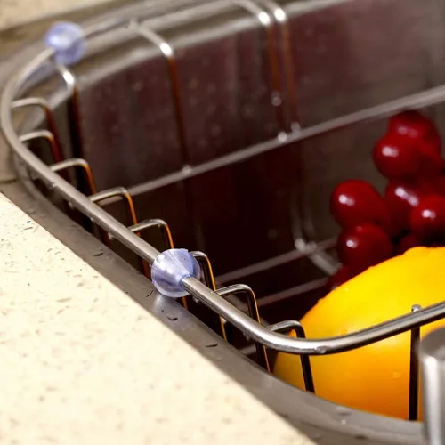 Vista 3 de Escurridor de platos móvil expandible, estante ajustable para fregadero de cocina, escurridor sobre el fregadero, estante de secado de platos