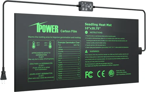 Vista 28 de iPower tapete térmico para plantón, tapete térmico hidropónico caliente con diseño impermeable duradero, estera de calor solamente, Negro