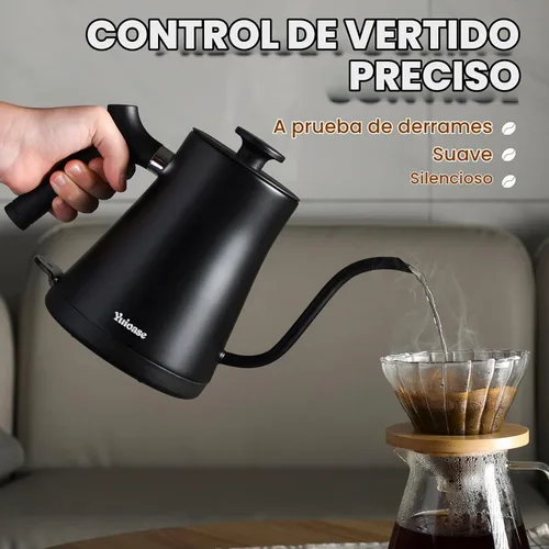 Vista 4 de Hervidor Eléctrico de Cuello de Cisne, Hervidor de Café de Acero Inoxidable 304, Apagado Automático y Protección Anti-secado, Clásico para Preparar