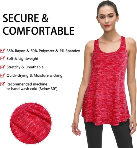 Vista 55 de Cestyle - Camiseta sin mangas para mujer, cuello redondo, corte holgado, para entrenamiento