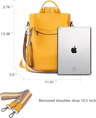 Vista 3 de Bromen - Mochila tipo bolso de mano de piel antirrobo para mujer a la moda