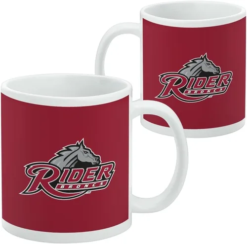 Vista 2 de Taza de cerámica con el logotipo principal de la Universidad Rider, taza de regalo novedosa para café, té y bebidas calientes, 11oz, blanca