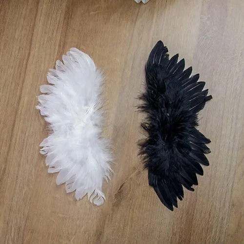 Vista 7 de Alas de plumas de ángel, ala de ángel vintage, accesorios de fotografía de plumas negras, accesorios de costura para bebés y niños (negro)