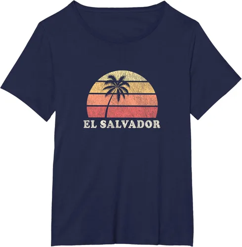 Vista 21 de El Salvador Vintage 70s Retro Throwback Design Camiseta, Azul