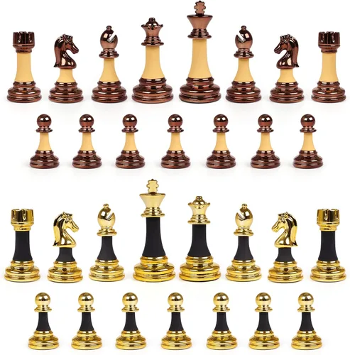 Vista 6 de Juego de ajedrez acrílico de 15 pulgadas para adultos y niños con aleación de zinc + piezas de ajedrez acrílicas y tablero de ajedrez de madera