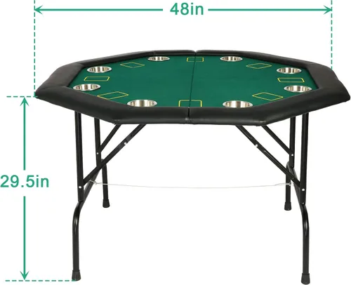 Vista 7 de LUCKYERMORE Mesa de póquer plegable 500 fichas de póquer Set 8 jugadores Layout Poker Mats con bolsa de transporte