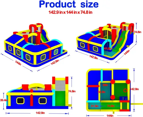 Vista 6 de WELLFUNTIME Inflatable Bounce House with Slide, Jumping Castle with Blower
