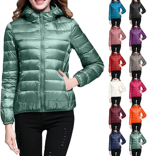 Vista 6 de Chaqueta para mujer, ligera, con capucha, resistente al viento, de manga larga, delgada, cálida, abrigo para exteriores