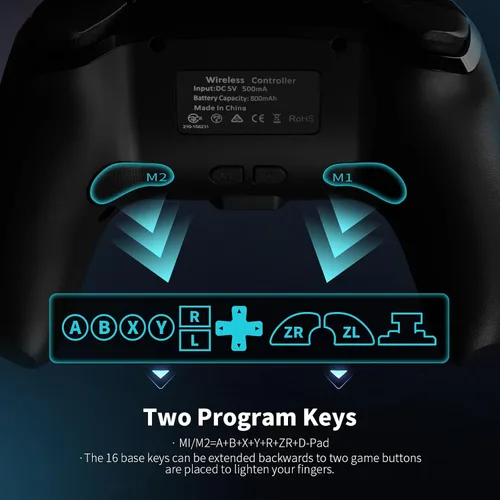 Vista 3 de AceGamer 2 Pack Wireless Controller for Nintendo Switch/Lite/OLED, Hall Effect Joystick for Switch 2 Pro Controller with Wake-Up/Turbo/Dual