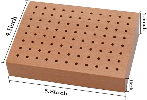 Vista 3 de Soporte de madera para brocas, organizador rotativo para brocas, almacenamiento de herramientas con 88 agujeros, 5-4/5 x 4 pulgadas