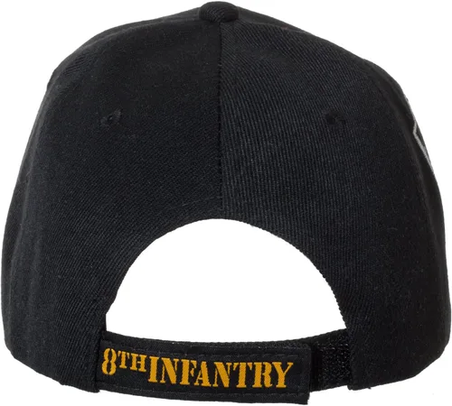 Vista 3 de Gorra de béisbol bordada negra de la División de Infantería del Ejército de los Estados Unidos, con licencia oficial, múltiples divisiones