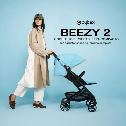Vista 2 de Cybex Beezy 2 - Cochecito de viaje compacto y ligero, color gris niebla
