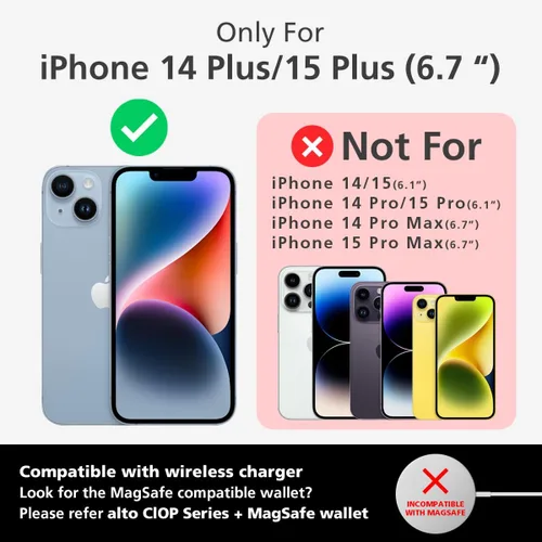 Vista 3 de alto Funda de cuero compatible con iPhone 15 Plus y 14 Plus, serie original, funda protectora de cuero italiano (6.7 pulgadas, marrón)