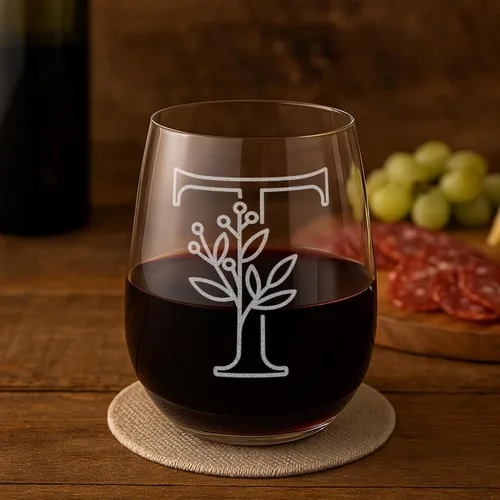 Vista 18 de On The Rox Drinks Regalos con monograma para mujeres y hombres – Letra A-Z inicial grabada monograma sin tallo, copa de vino – Regalos de vino