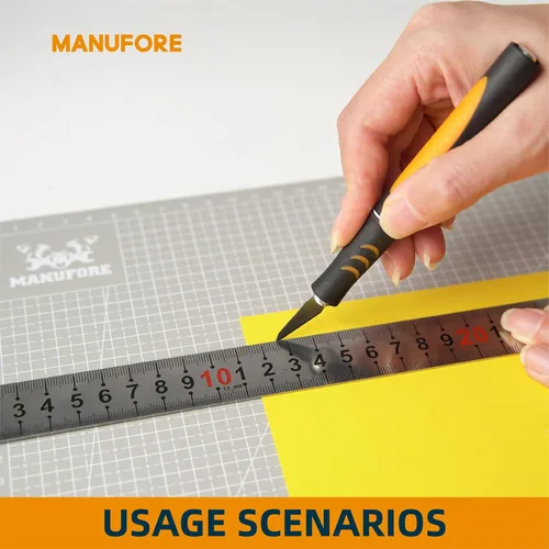 Vista 6 de MANUFORE Juego de alfombrillas de corte gris A3, A4, A5 con escala de centímetro y pulgadas, tabla de cortar autocurable con 5 capas de grosor