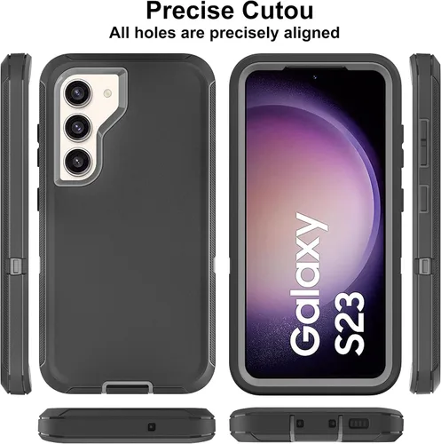Vista 5 de Funda para Galaxy S23, S23 con protector de pantalla de TPU flexible autorreparable [2 paquetes], 3 en 1, funda de protección resistente a prueba