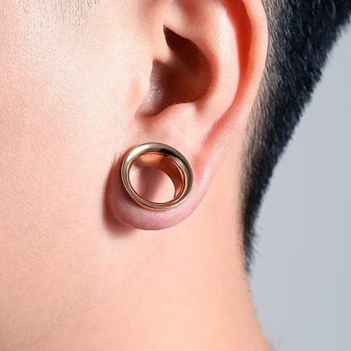 Vista 6 de PUNKYOUTH Juego de 14 tapones de túneles de acero inoxidable con tornillo de ajuste de tornillo expansor de piercing corporal juego de joyas