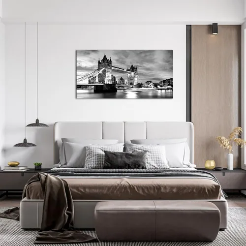 Vista 5 de KLVOS Lienzo de puente de la torre de Londres en blanco y negro, arte de pared, pintura de paisaje urbano de Inglaterra, imágenes del Reino Unido