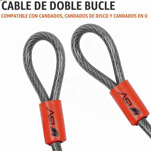 Vista 7 de BV Candado de seguridad de cable resistente de 4 pies con bucles – Cable de alambre trenzado de acero extra grueso de 10 mm (3/8"), resistente a