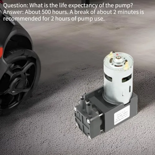 Vista 5 de Bomba de vacío DC 12V, 42W cepilló la mini bomba de vacío sin aceite pequeña -85KPa 40L/min