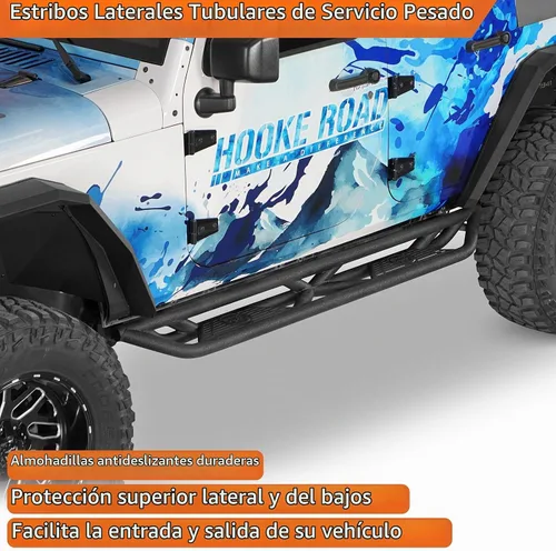 Vista 3 de Hooke Road Barras de Paso Lateral de Caída para 4 Puertas JK para Jeep Wrangler JKU 2007-2018 de 4 Puertas Solamente, Barra de Paso de Acero de Alta