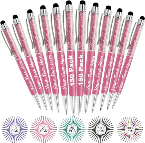 Vista 7 de Bolígrafos personalizados con nombre y texto, bolígrafos de diamantes de cristal personalizados a granel, 10 bolígrafos, regalos para mujeres