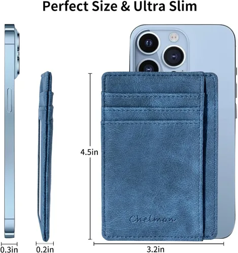 Vista 18 de Cartera Chelmon Slim RFID - Cartera de bolsillo frontal minimalista para tarjetas de crédito delgadas