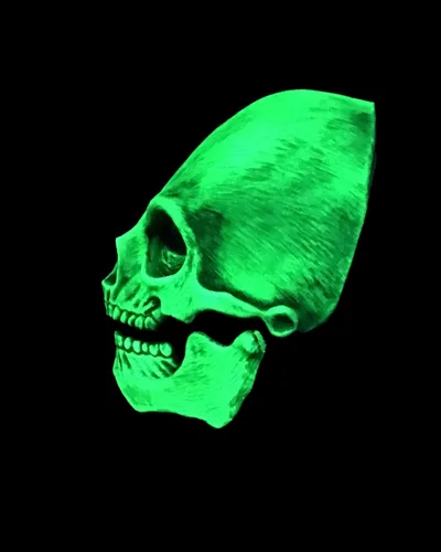Vista 2 de Zagone Studios Máscara de esqueleto de Halloween con calavera verde reactiva a los rayos UV