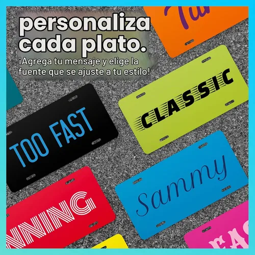 Vista 5 de Excelmark Vanity - Placa de matrícula personalizada para exhibiciones de automóviles, placa de aluminio personalizada (negro)