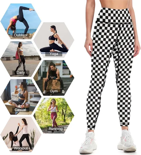 Vista 5 de Tadxcjz Pantalones de yoga de cintura alta para mujer, elásticos en 4 direcciones, suaves, para correr, entrenamiento, pantalones deportivos de yoga