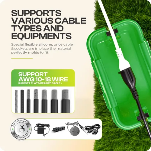 Vista 7 de SOCKiTBOX – La caja de conexión original resistente a la intemperie – Caja de cable de alimentación eléctrica para interiores y exteriores para Verde