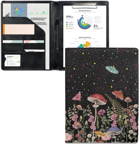 Vista 12 de Dreaweet Carpeta de cuero personalizable para mujeres y hombres, añade tu nombre/logo/imagen a la carpeta de portafolio para documentos