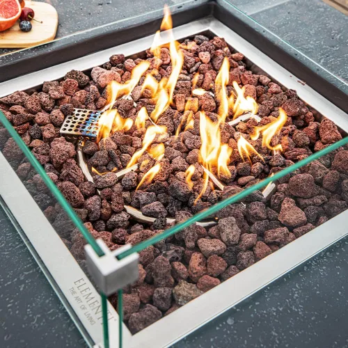 Vista 6 de Manhattan - Chimenea de concreto de 36 x 36 pulgadas para patio al aire libre, incluye rocas de lava modernas hogueras y chimeneas al aire libre