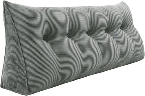 Vista 23 de Almohada de cuña para sentarse en la cama, almohada de lectura para adultos, soporte para respaldo, almohada de cabecero, sofá cama, cojín de Negro