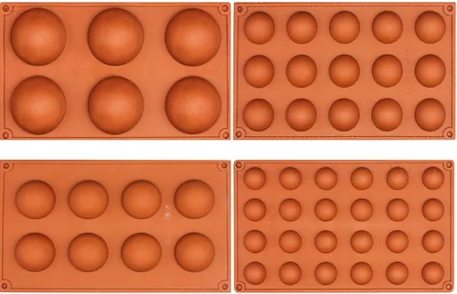 Vista 9 de FUNSHOWCASE Molde de silicona de medio círculo, molde para hornear bomba, para té, tamaño surtido, 4 pulgadas, hemisferio, 4 tamaños, pequeño
