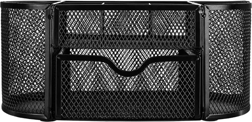 Vista 3 de Amazon Basics Soporte para bolígrafos y organizador de escritorio, almacenamiento de organizador de oficina, negro, 9.25 x 4.53 x 3.94 pulgadas