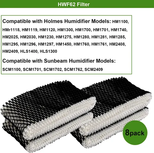 Vista 4 de Paquete de 8 filtros de absorción de humidificador compatibles con filtro de repuesto Holmes humidificador HWF62 y HWF62CS, filtro A